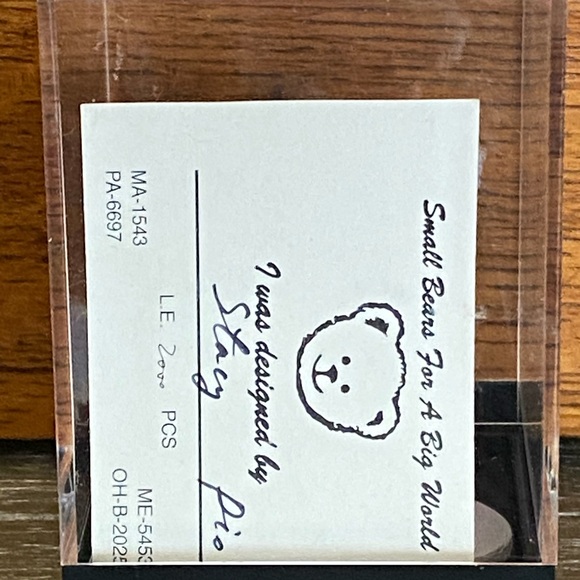 Miniature Blue Mohair Teddy Bear with Ribbon - Picture 3 of 5